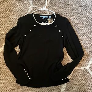 Draper James black sweater with Pearl detail size medium